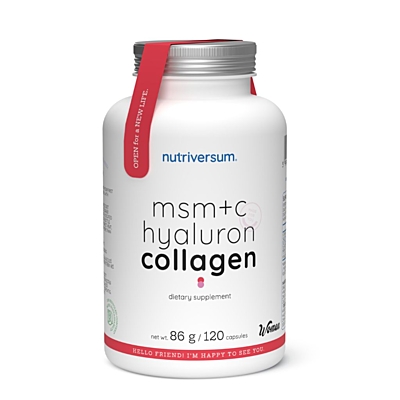 Nutriversum MSM + Vitamín C + Kyselina hyaluronová + Kolagen, 120 kapslí