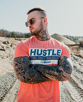 GymBeam Pánské tričko Hustle For That Muscle Oranžová