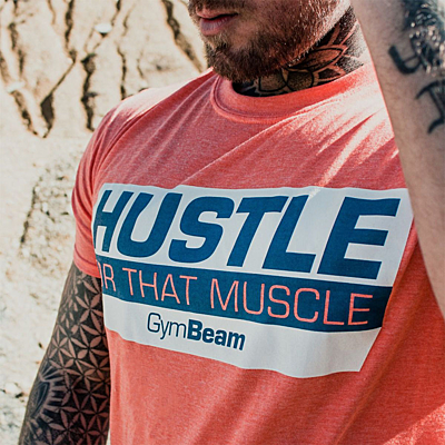 GymBeam Pánské tričko Hustle For That Muscle Oranžová